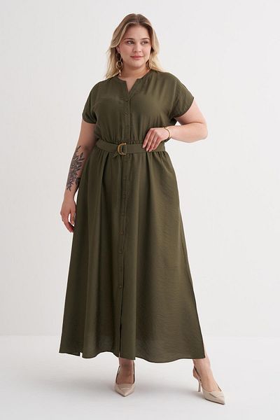MYLİNE Elastic Waist Pocket Belt Detailed Dress