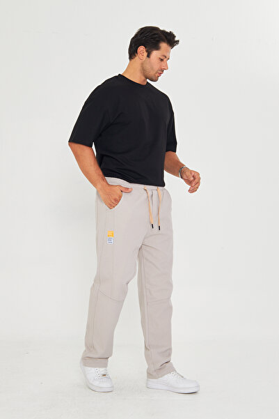 masso moda Чоловічі баггі штани з фрагментарним візерунком і бічною етикеткою з габардину 721