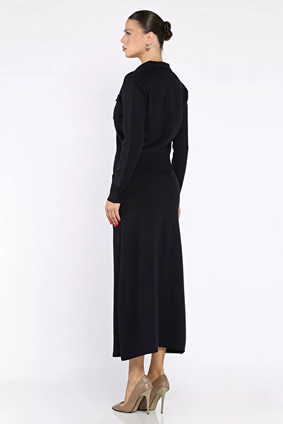 julude Светло-синій кардиган з ґудзиками та спідницею з трикотажу, комплект із двох предметів