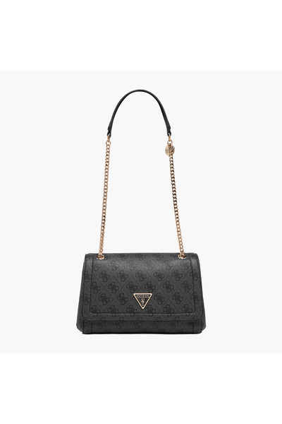 Guess حقيبة كروس بودي مطبوعة بنقشة "نويل جيرل فريند" مع زر للإغلاق