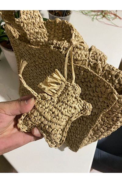 meSga butik Raffia Hand Organ Bag