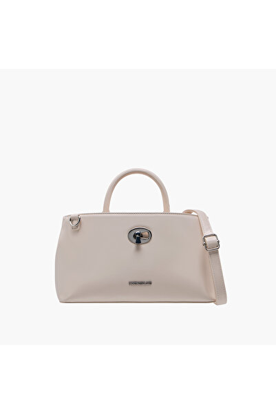 Marina Galanti Solid Shoulder Bag with Grab Handle and Twist Lock Closure