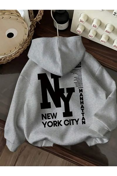 FUFLUNS New York Ny Manhattan Oversize Unisex Hooded Sweatshirt