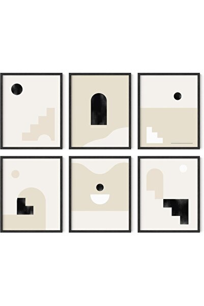 Emoda home Trove مجموعة من 6 ملصقات جدارية محايدة من طراز بوهو بطبعات منتصف ا...