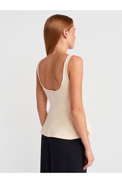 Dilvin 21063 Thick Strap Peplum Ball-Stone