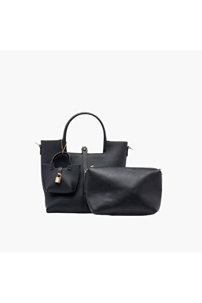 Adore Textured Tote Bag with Double Handle and Button Closure