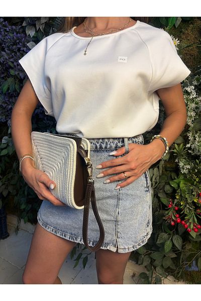 MaVaux Soho Straw Look Leather Blend Portfolio Cluıtch Bag