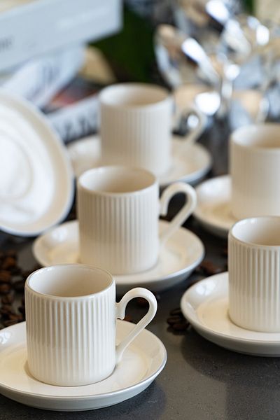 Heda Porselen Bulut Platinum Gilding 12 Piece Coffee Cup Set for 6 People