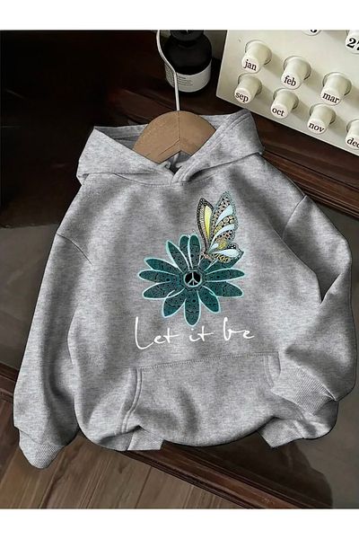 FUFLUNS Let It Be Printed Oversize Unisex Hooded Sweatshirt