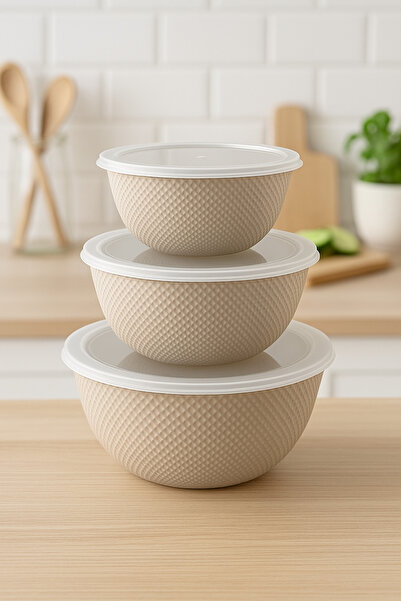 Pazar Kapısı Luxury Lid 3 Size Bowl Storage Container 0.5 L - 1.0 L - 2.0 L