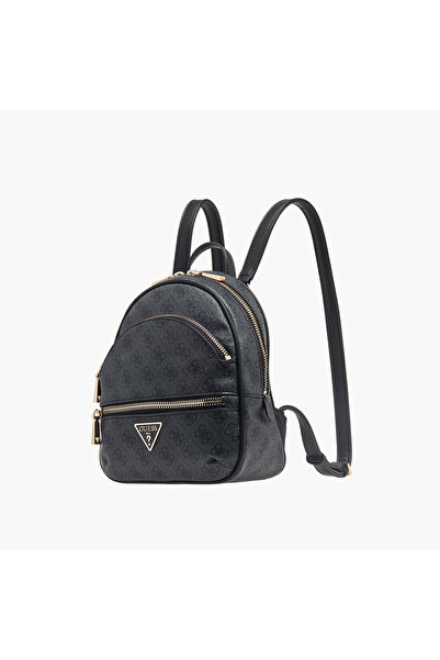 Guess Manhattan Monogram Print Sling Backpack with Zip Closure and Adjustable Strap