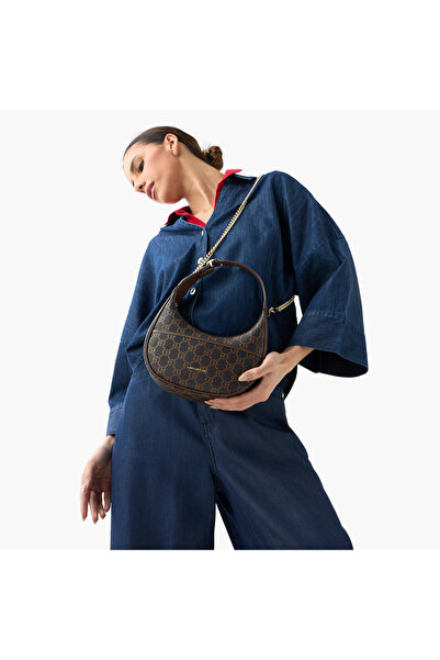 Chrisbella Printed Shoulder Bag with Zip Closure and Wallet