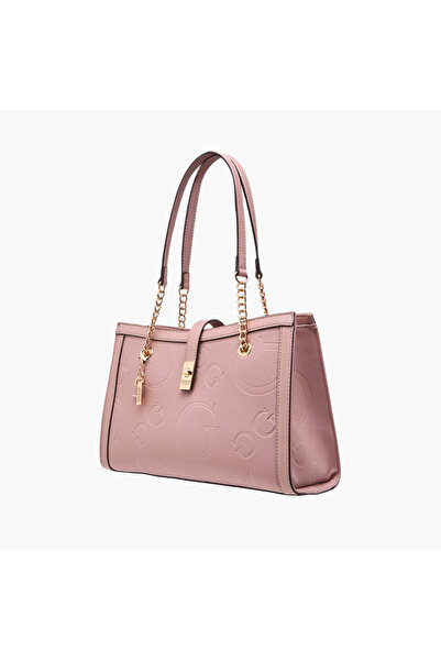 Guess Carris Monogram Embossed Tote Bag with Double Handles