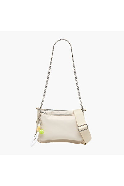 Mistotes Solid Crossbody Bag with Detachable Strap and Zip Closure