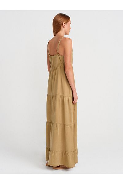 Dilvin 90573 Drawstring Long Denim Dress-Cagla