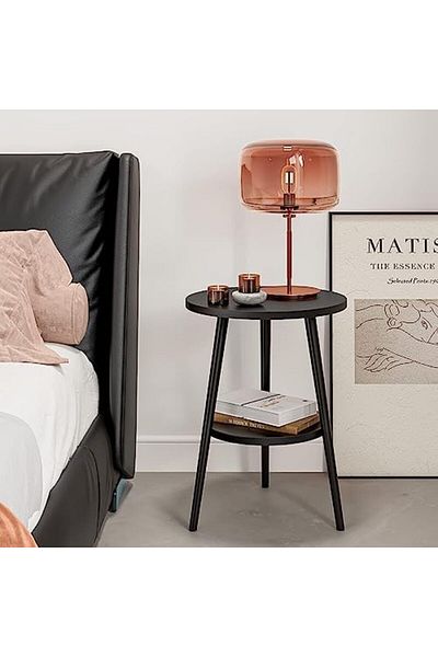 Generic Solerkonm 2-Tier Round Coffee Tables, Living Room Side Tables, Durable and Easy to Assemble