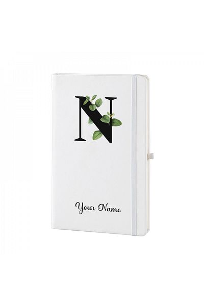 Dekormarket Personalized White Notebook with Initial “N”