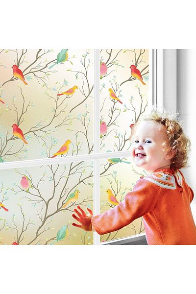 Life-Tree Lifetree decorative glass film, birds pattern, PVC/vinyl, multicolor, 45 x 200 cm