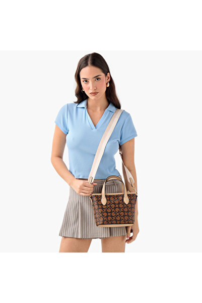 Guess Ashburn Monogram Print Mini Tote Bag with Zip Closure