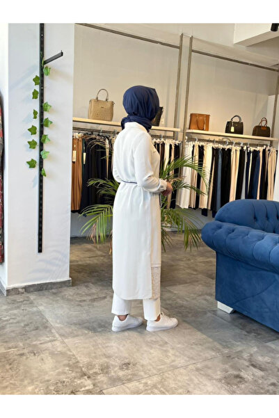 Zühre Shirt Collar Lace Detail Long Lavender Tunic T-1451