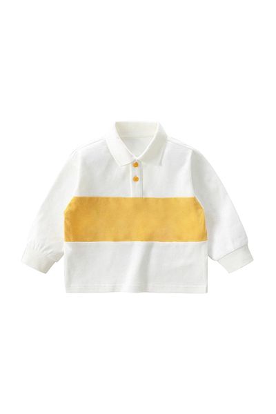 L&Wen Kids Pullover Long Sleeve Polo Shirt Graphic Printing White 120 (6Years)