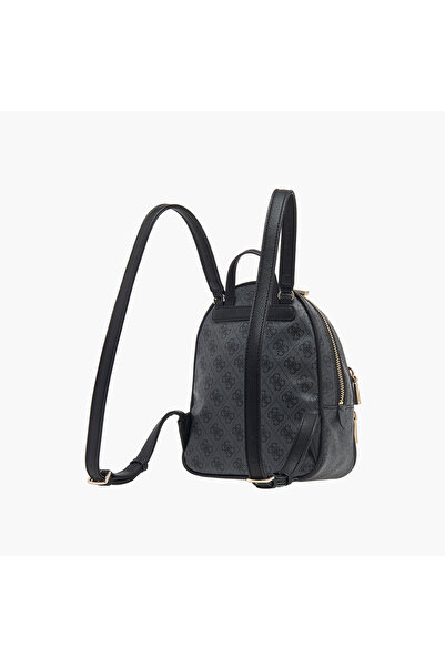 Guess Manhattan Monogram Print Sling Backpack with Zip Closure and Adjustable Strap