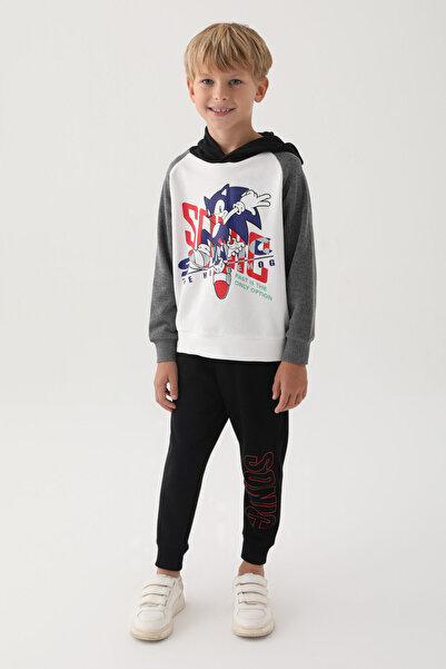 Sonic Modern Sonic White Printed Boys Tracksuit Set