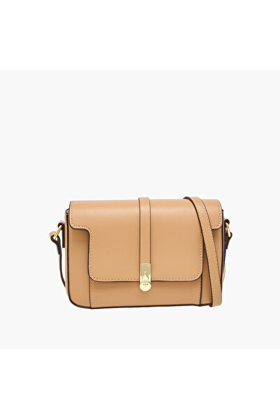 SASHA حقيبة كروس بودي صلبة مع زر إغلاق وحزام قابل للتعديل