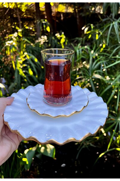 MAMALİZA 18 Parça Altın Yaldızlı Seramik Kahvaltı ve Çay Takımı – Şık Sunum Seti