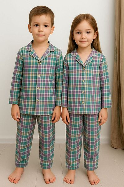 Beka Kids Children's Front-Button Pajama Set 100% Cotton Pajama Set