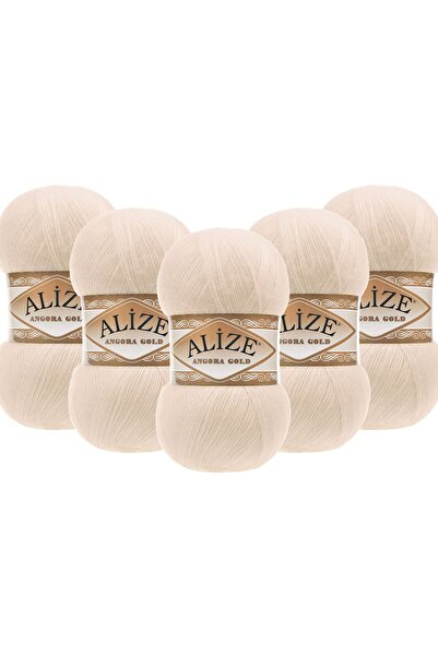 Alize Angora Gold 5 Pack Hand Knitting Yarn 100g X 5 Pieces - Color Code: 67 - Candle Light