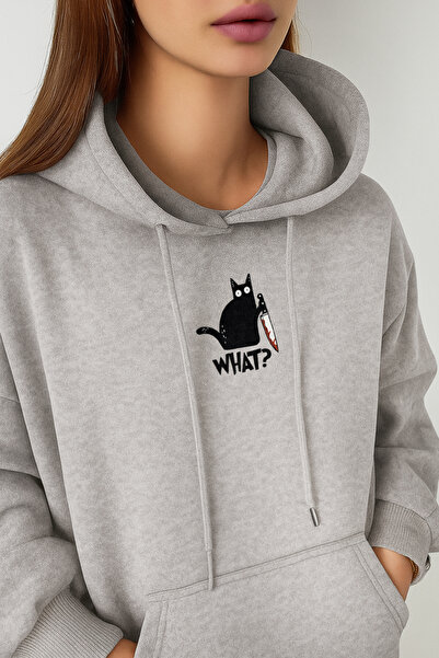 De Carte سترة نسائية بقلنسوة مطبوعة لطيفة على شكل قطة من Knife Cat لفصل الشتا...