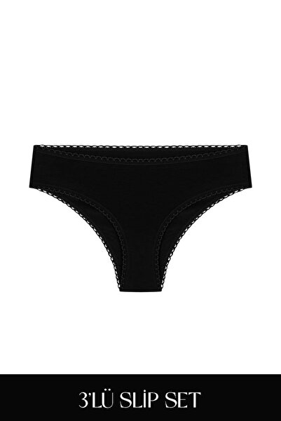 Feu De Elu Set de 4 chiloČi de vacanČÄ din bumbac negru Cotvie