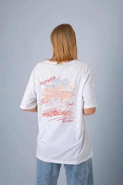 Buka Shops Sweet Flower - Back Printed Oversize T-Shirt