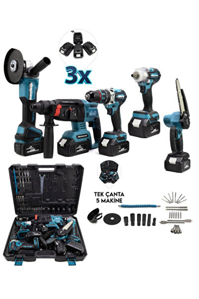 BRANZEG Beşli 5'Li Şarjlı Matkap Seti Spiral Hilti Budama Somun Sıkma Kömürsü...