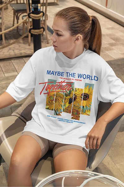Buka Shops "Maybe the World" - Van Gogh Sunflowers Oversize T-Shirt