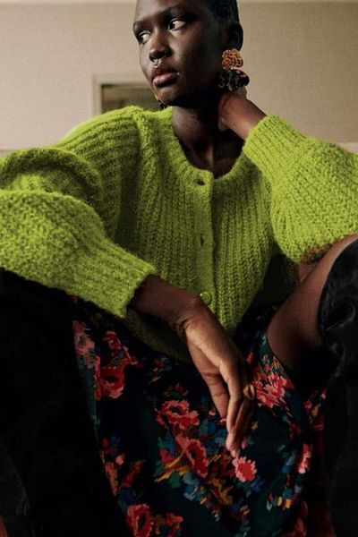 Madmext Moss Green Crew Neck Thessaloniki Knitted Buttoned Women's Cardigan Mg2487