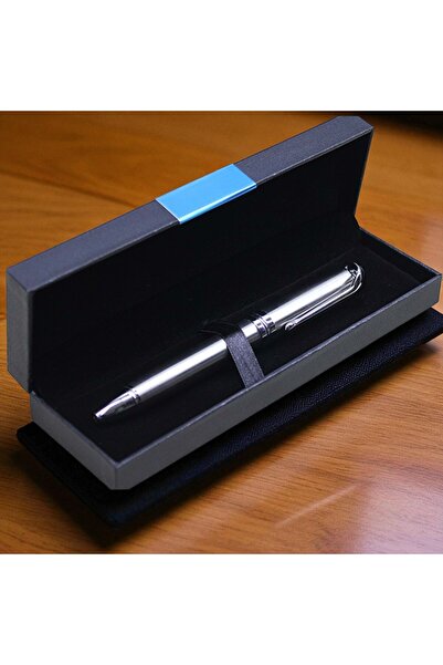 Kuzey Tacı قلم حبر جاف معدني فاخر فضي اللون - إنتاج خاص في علبة هدية