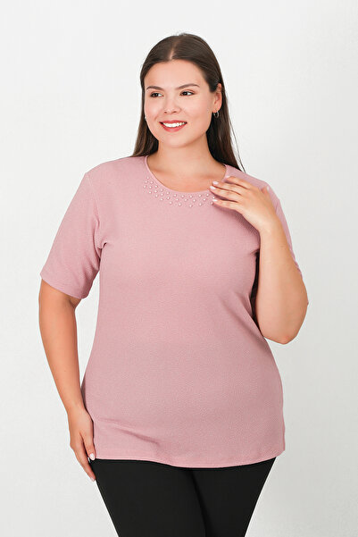 Lanze Abiye Simli Fukuro Kısa Kol Bluz