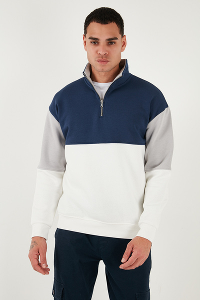 Buratti Color Block Regular Fit Half Zipper Stand Collar Sweat Men's Sweat 5905719