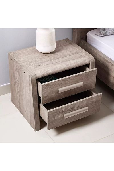 Home Box Curvy 2-Drawer Nightstand – Elegant Wooden Nightstand with Extra Storage, Modern Design