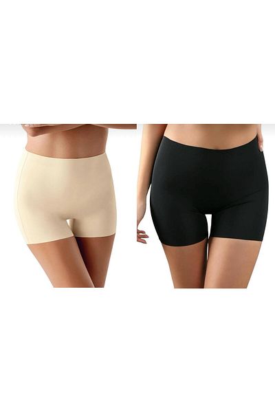 ROZELT Women's Black-Beige 2-Piece Laser Cut Normal Waist Recovery Corset Shorts