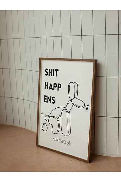 studio duha 'That's Ok' Poster - Balloon Dog Toilet Design – Modern Bathroom Wall Decor - Frameless Painting