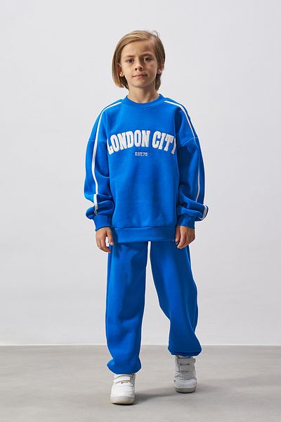 Minipodyum Embroidery Detailed Boy's Top and Bottom Tracksuit Set