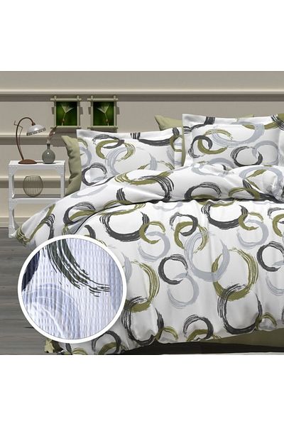 Pucioasa Double crepe bed linen, 100% cotton, grey circles