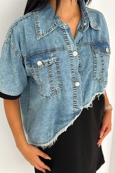 FEMELLE Black Denim Collar and Pocket Detailed Women's Casual Dress