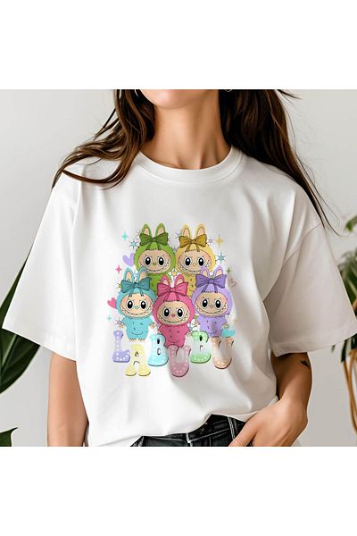 aynewmoda Women's Cartoon Printed Round Neck Short Sleeve T-Shirt