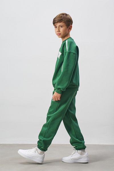 Minipodyum Embroidery Detailed Boy's Top and Bottom Tracksuit Set