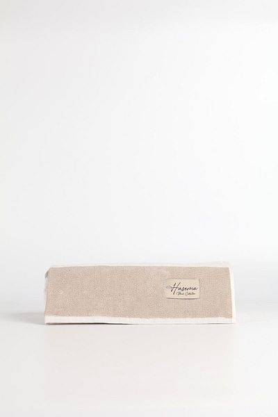 Haşema White Beach Towel with Beige Stripe 27
