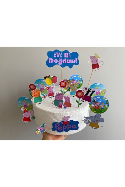 nerisdesign 22 قطعة لتزيين الكيك بطابع بيبا بيج - مجموعة ملصقات